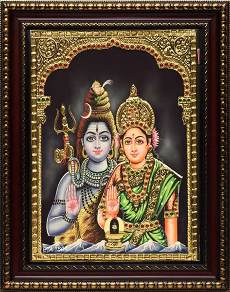 Siva Paravthy Tanjore Painting